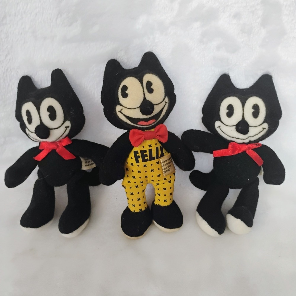 Vintage 90s Felix The Cat Small Wendy's Plush Stuffed Toy Lot Of 3 K